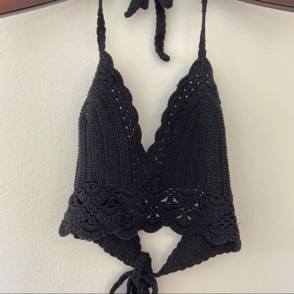 Olivaceous Tops - Olivaceous Black Crotchet Top